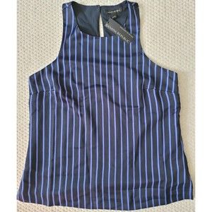 NWT Banana Republic Sleeveless Vertical Stripe Navy & Blue Top, M
